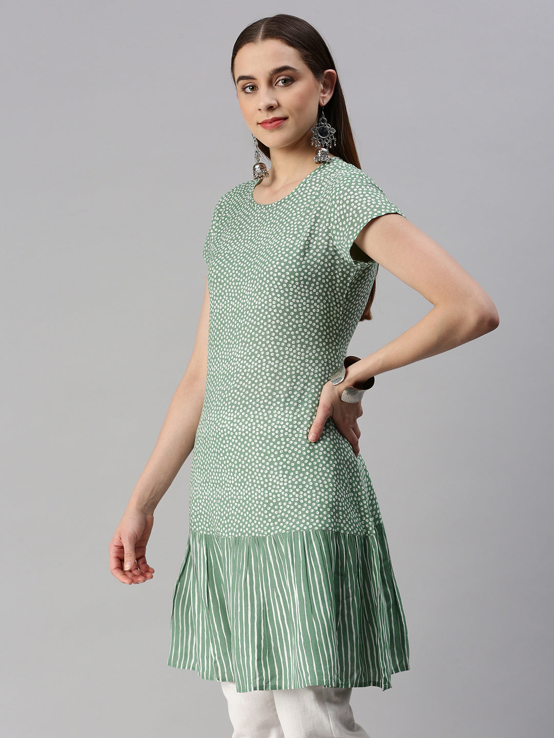 Rayon Printed A-line Short Dress
