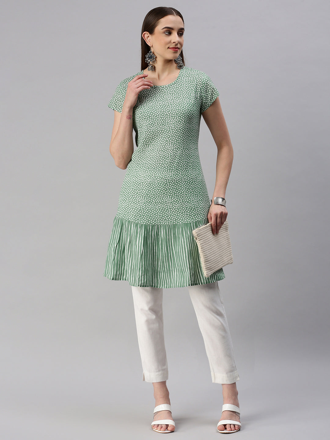 Rayon Printed A-line Short Dress