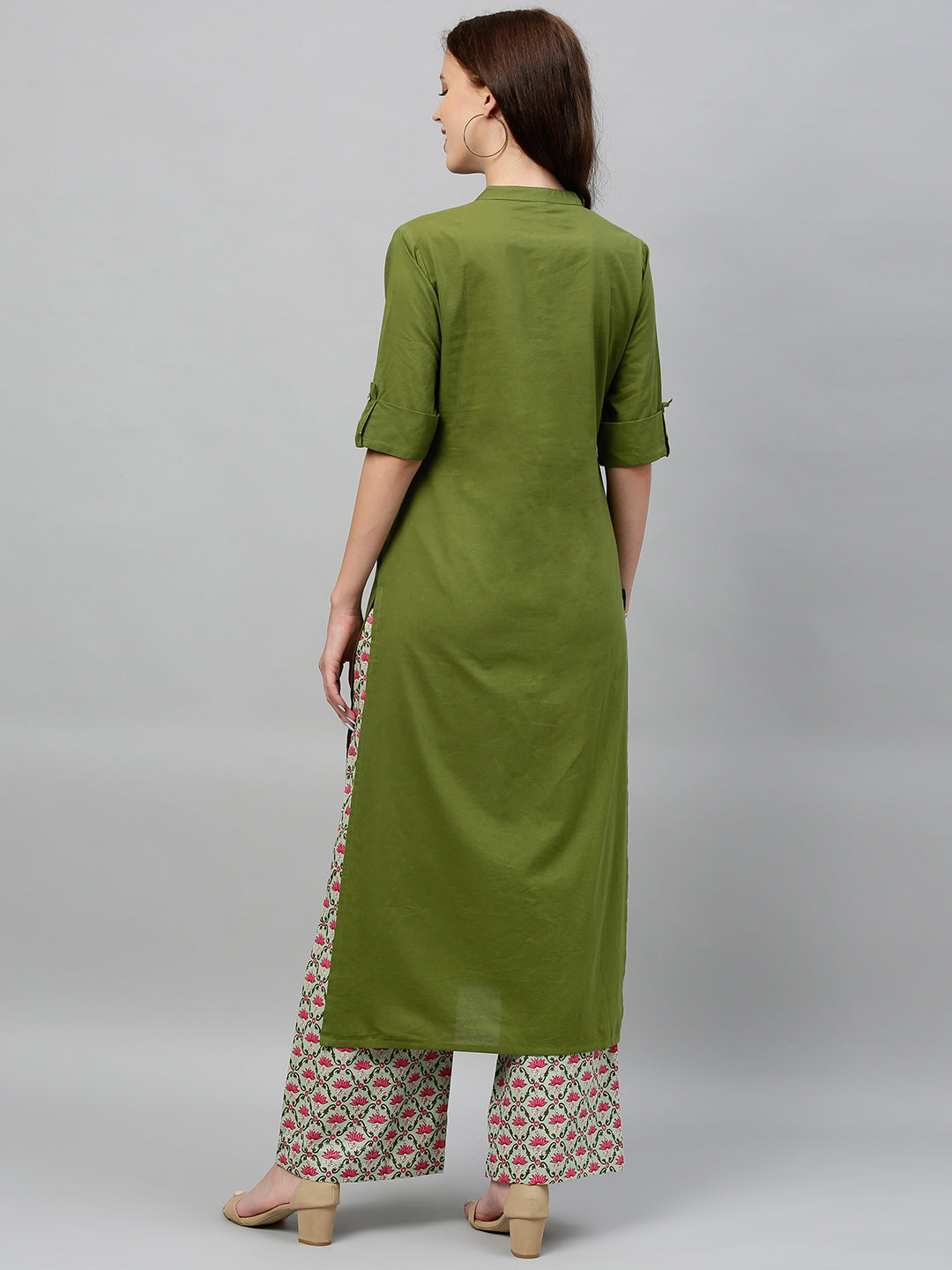 Cotton Solid Straight Kurta Palazzo Set