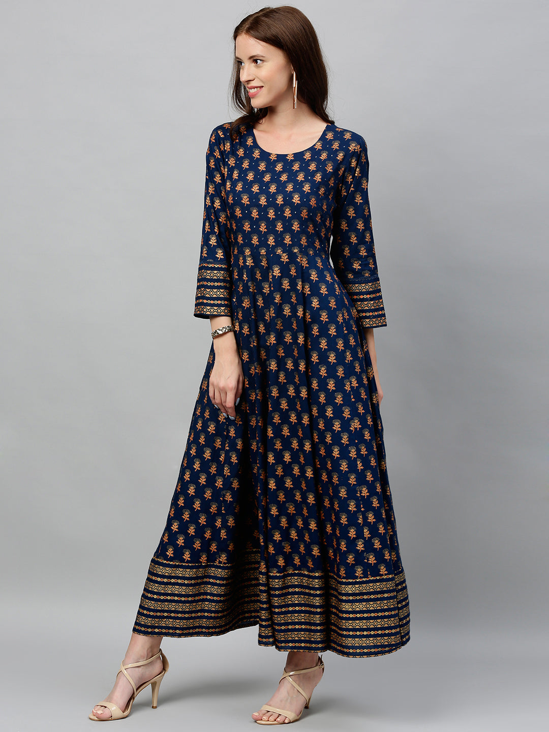 Rayon Printed Anarkali Kurta With Dupatta