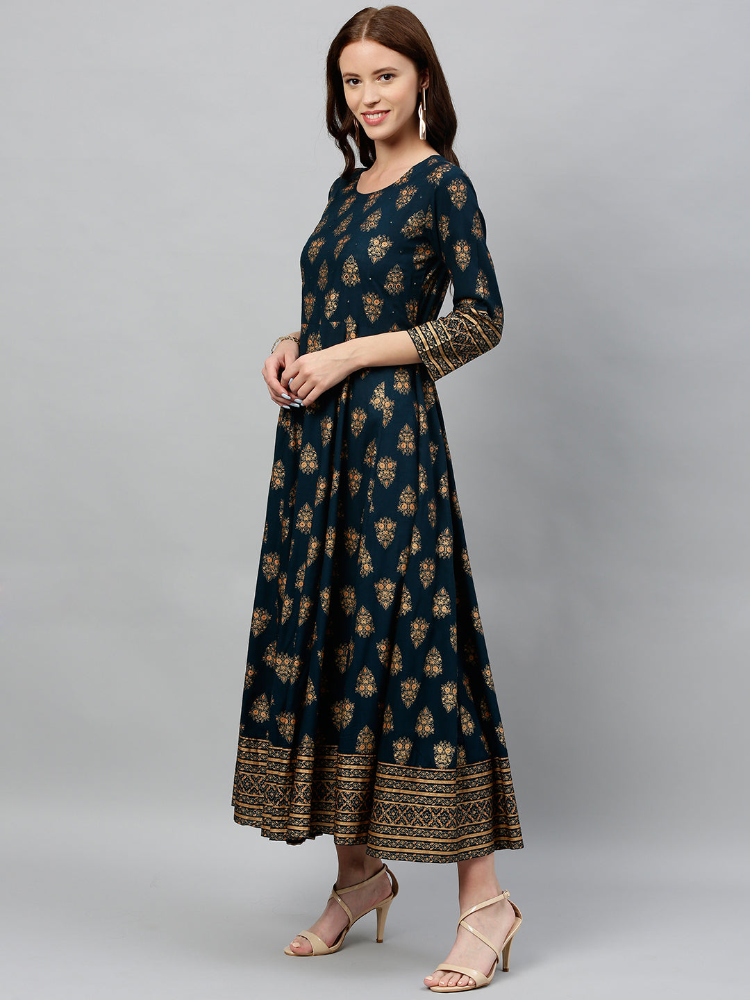 Rayon Printed Anarkali Kurta With Dupatta