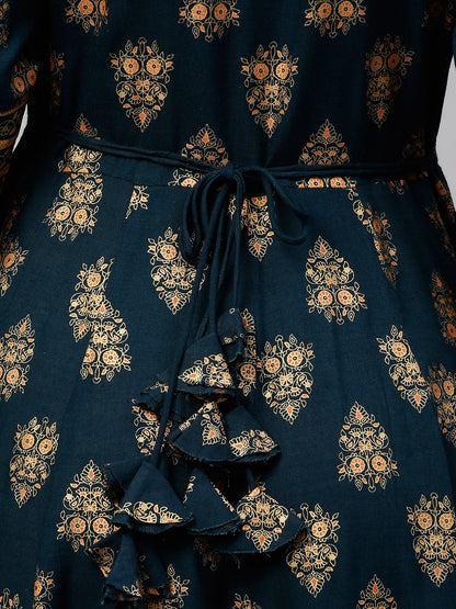 Rayon Printed Anarkali Kurta With Dupatta