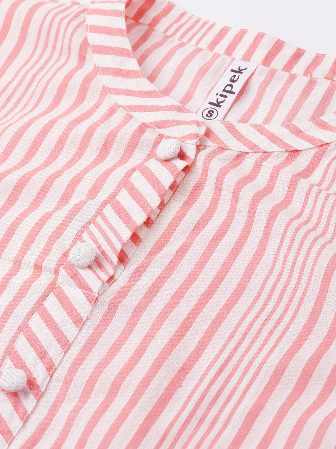 Cotton Stripe Print Straight Kurta Pant Set