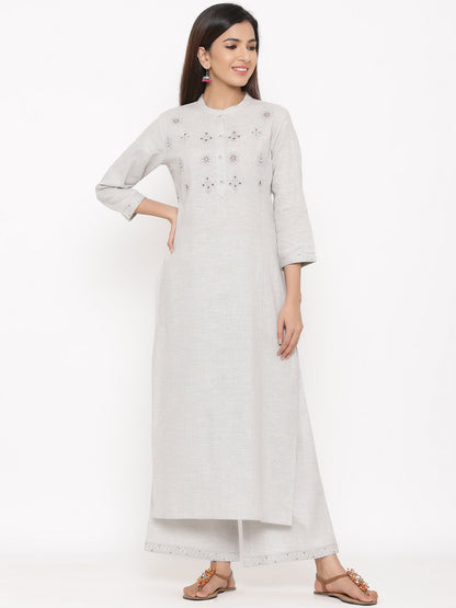 Cotton Printed Straight Kurta Palazzo Set