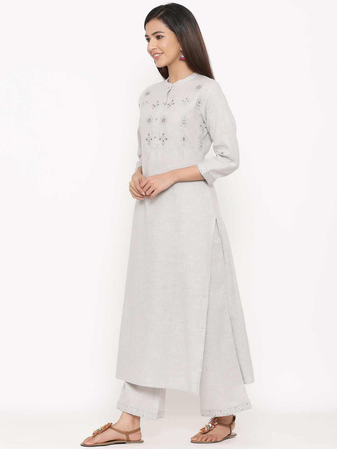 Cotton Printed Straight Kurta Palazzo Set