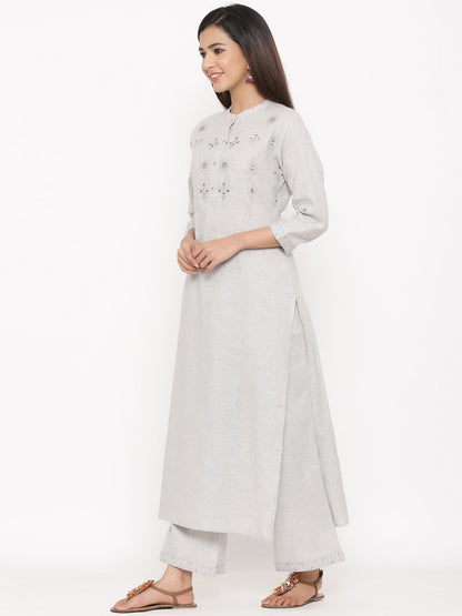 Cotton Printed Straight Kurta Palazzo Set