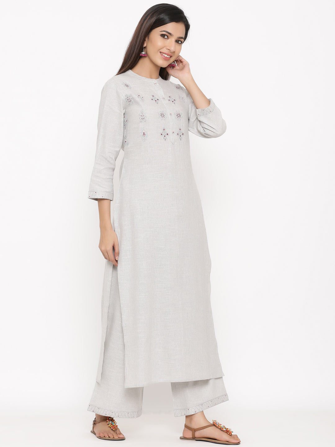 Cotton Printed Straight Kurta Palazzo Set