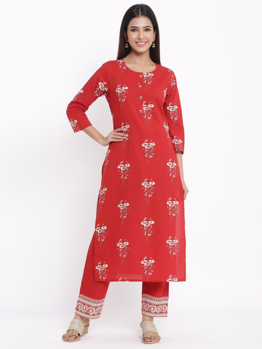 Cotton Round Nack Kurta And Palazzo Set
