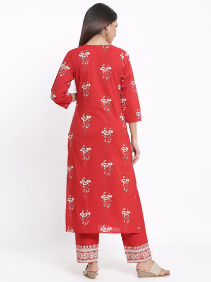 Cotton Round Nack Kurta And Palazzo Set