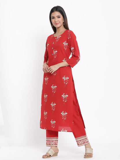 Cotton Round Nack Kurta And Palazzo Set