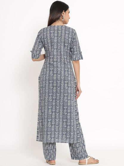 Cotton Printed Straight Kurta Pant Set