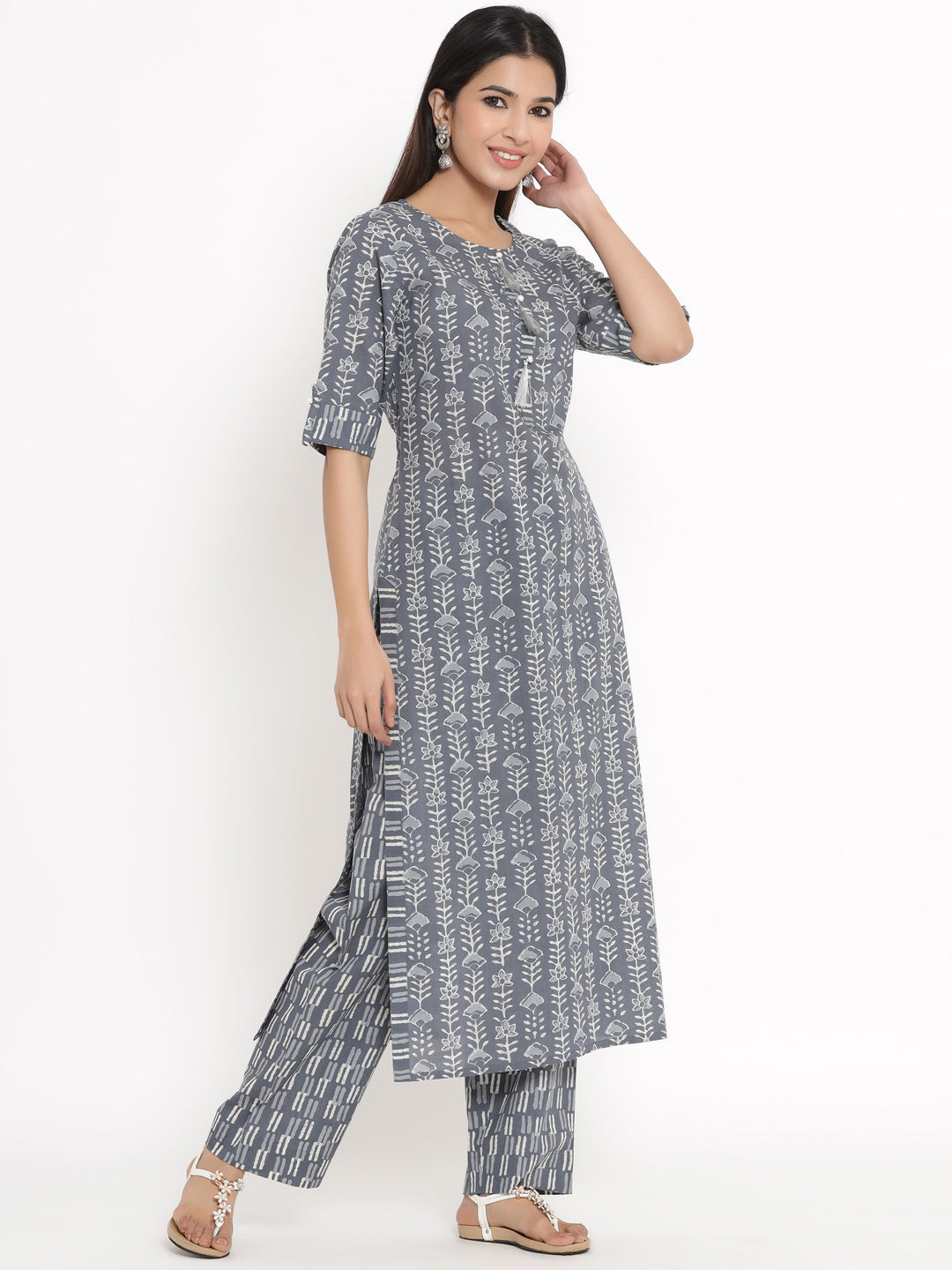 Cotton Printed Straight Kurta Pant Set