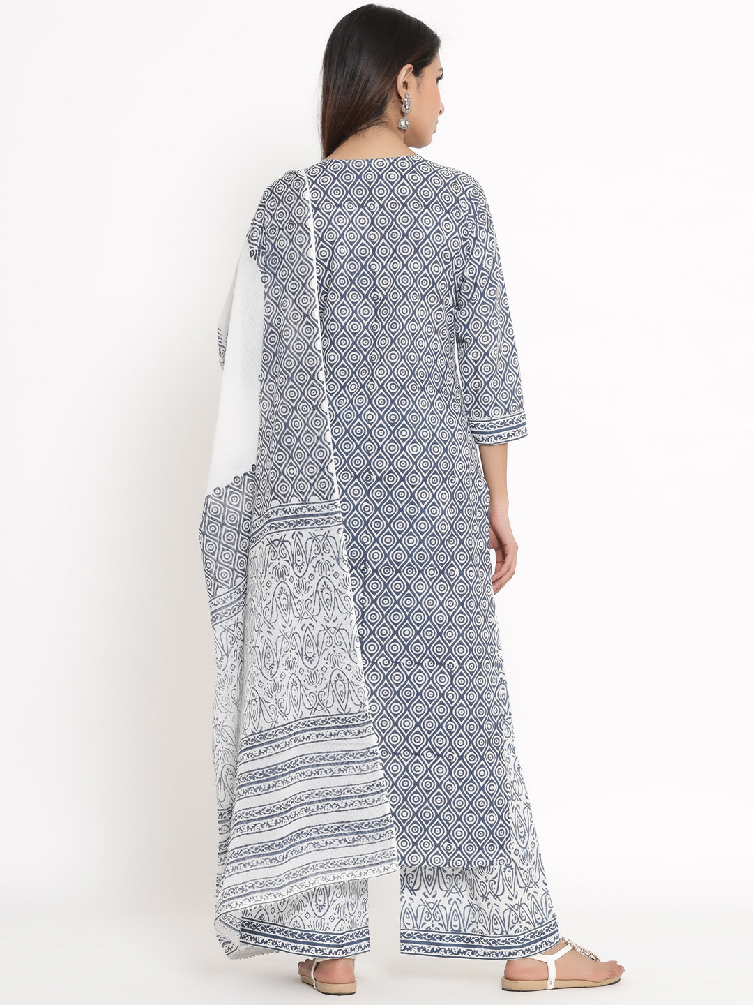 Cotton Printed Straight Kurta Palazzo Dupatta