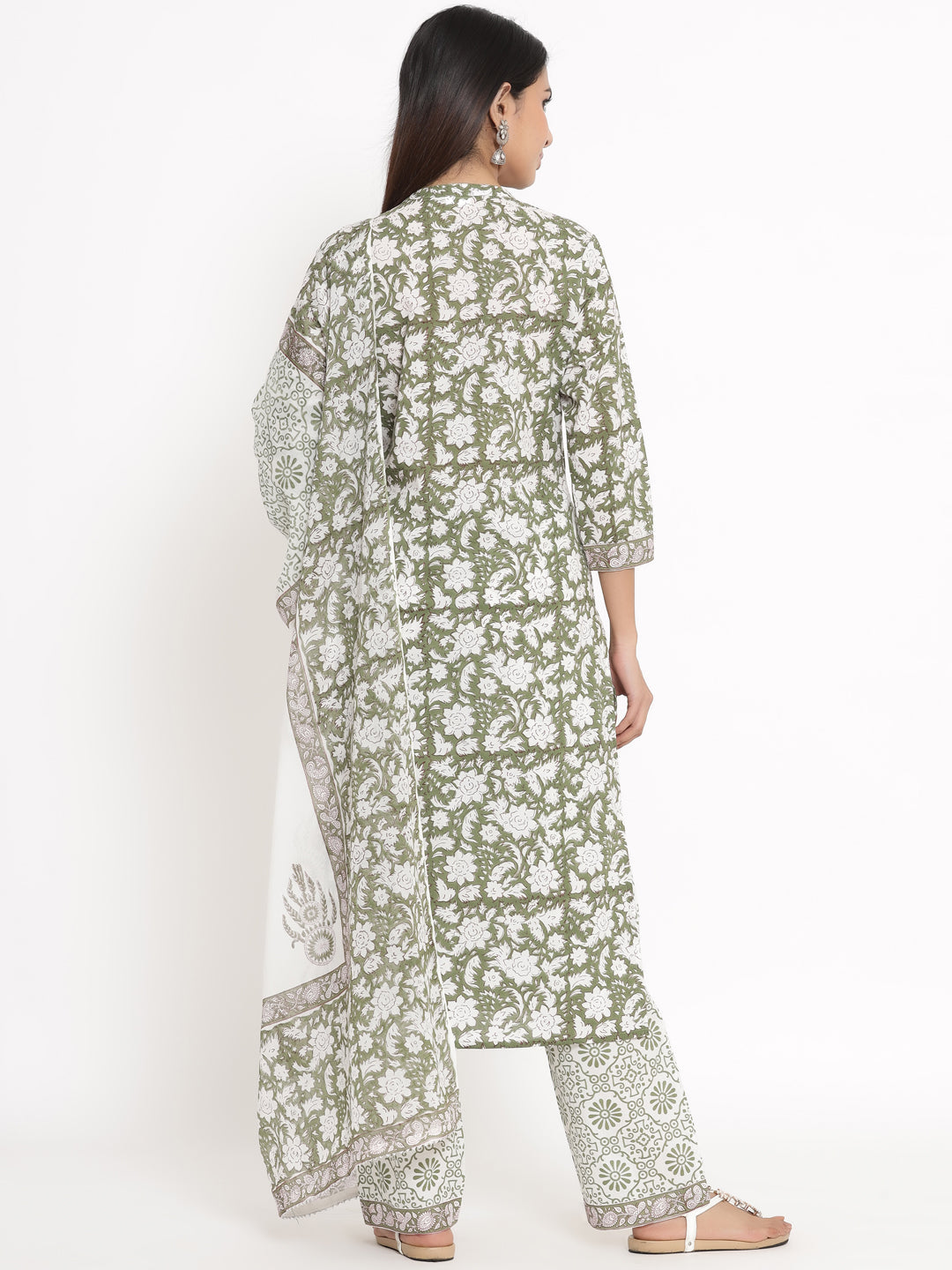 Cotton Printed Straight Kurta Palazzo Dupatta