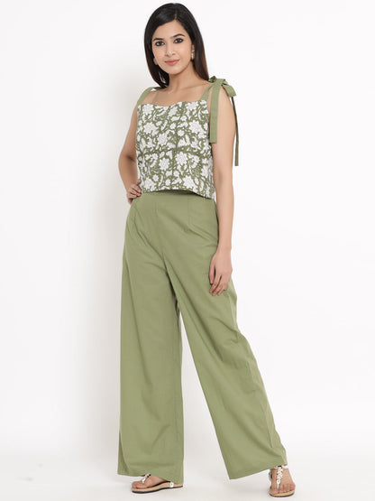 Cotton Floral Print Regular Top & Palazzo Set
