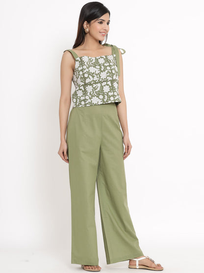 Cotton Floral Print Regular Top & Palazzo Set