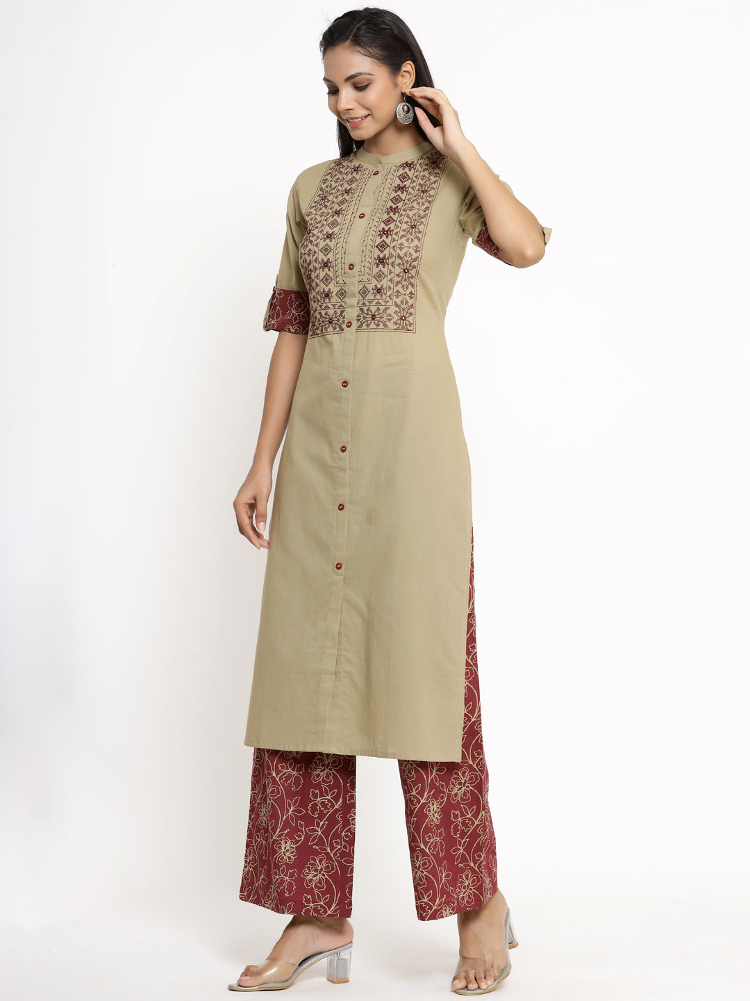 Cotton Printed Straight Kurta Palazzo Set