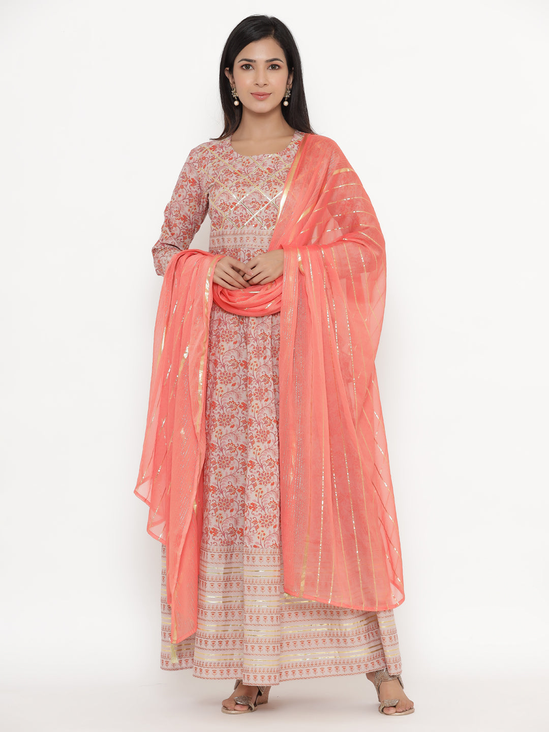 Cotton Printed Regular Kurta With Dupatta