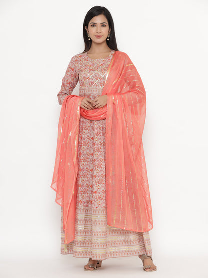 Cotton Printed Regular Kurta With Dupatta