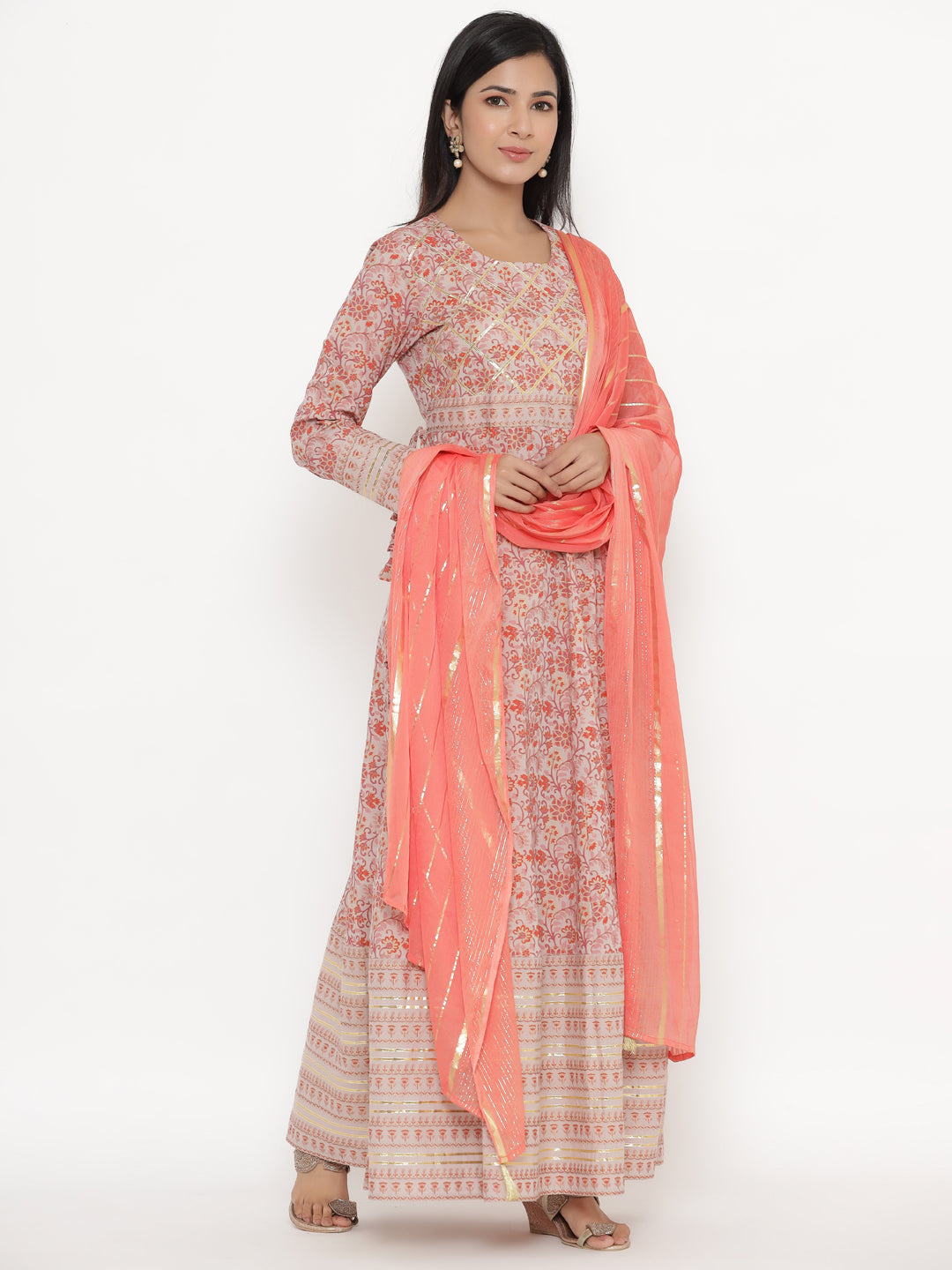 Cotton Printed Regular Kurta With Dupatta