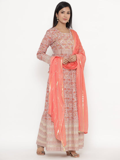 Cotton Printed Regular Kurta With Dupatta