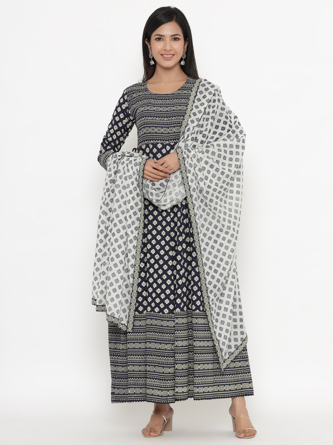 Rayon Printed Regular Kurta With Dupatta