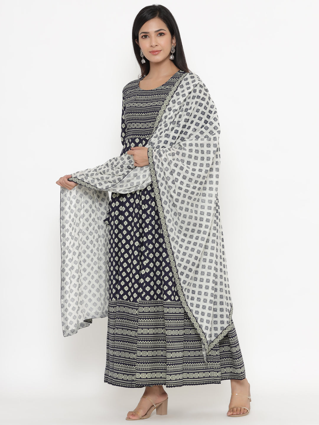 Rayon Printed Regular Kurta With Dupatta