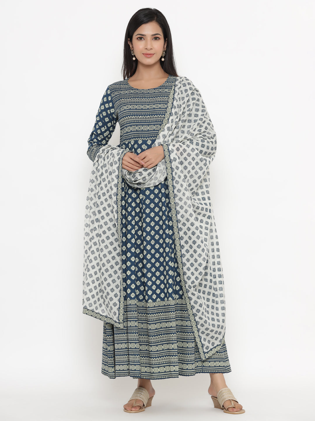 Rayon Printed Regular Kurta With Dupatta