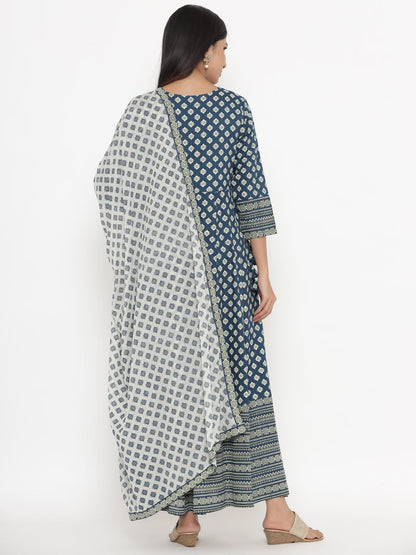 Rayon Printed Regular Kurta With Dupatta