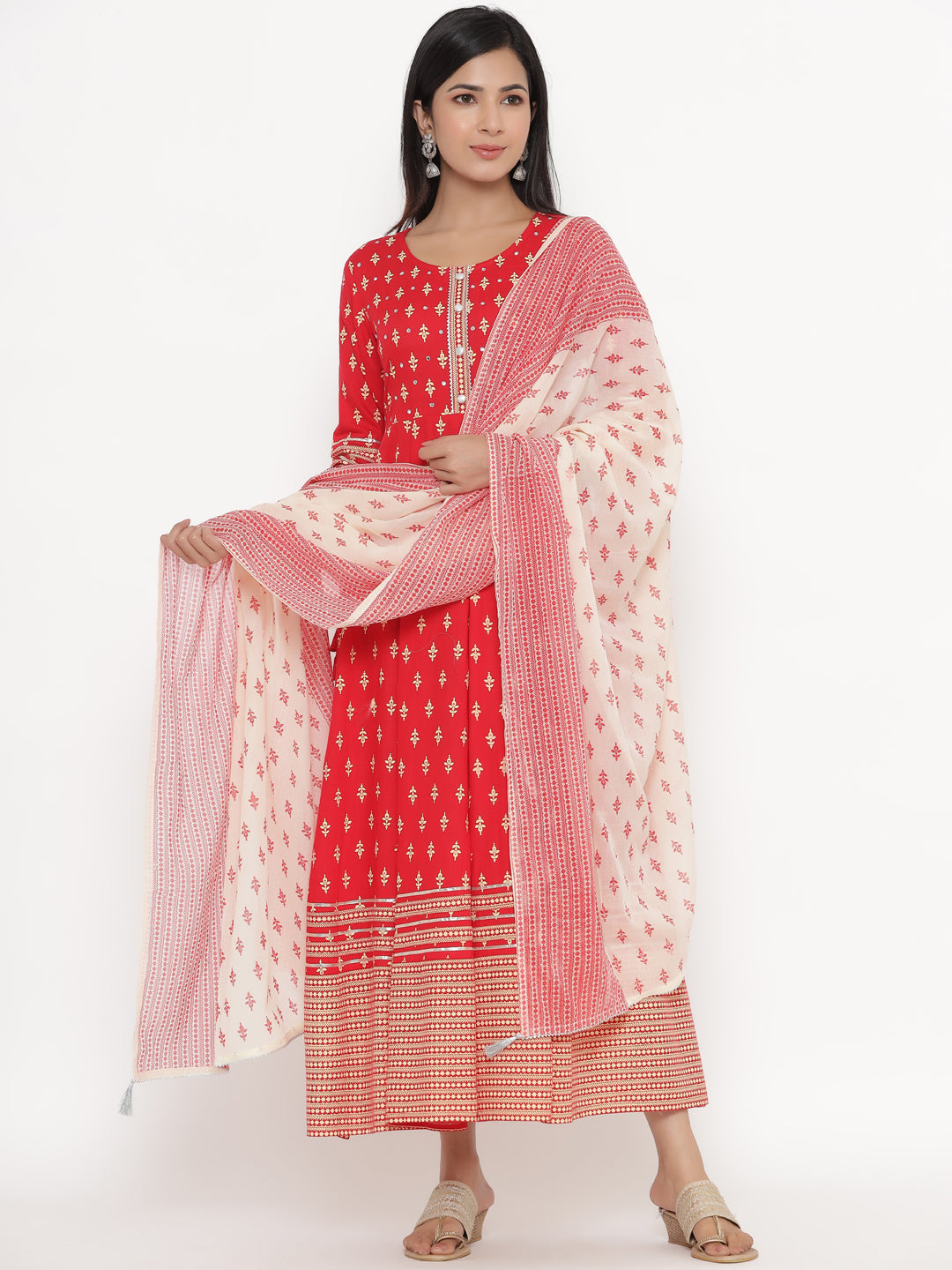 Rayon Printed Regular Kurta With Dupatta