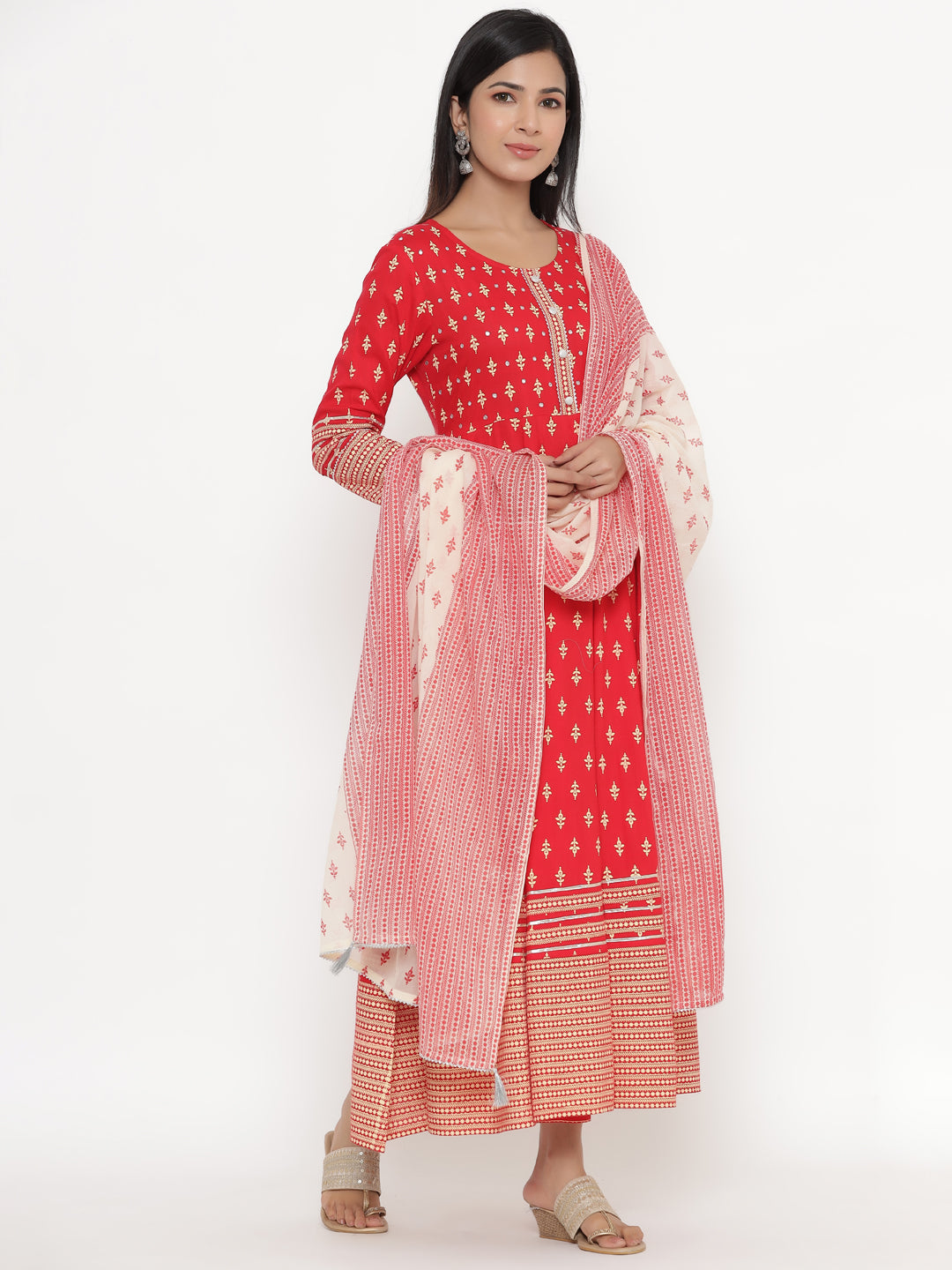 Rayon Printed Regular Kurta With Dupatta