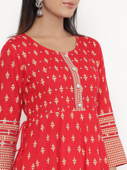 Rayon Printed Regular Kurta With Dupatta