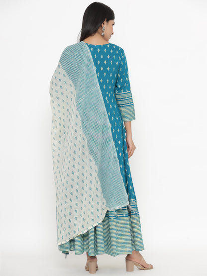 Rayon Printed Regular Kurta With Dupatta