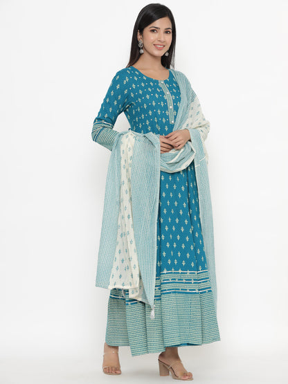 Rayon Printed Regular Kurta With Dupatta