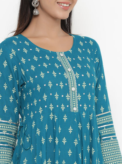 Rayon Printed Regular Kurta With Dupatta