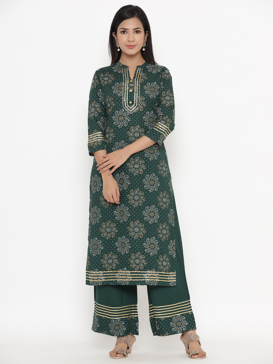 Rayon Printed Regular Kurta Palazzo Set