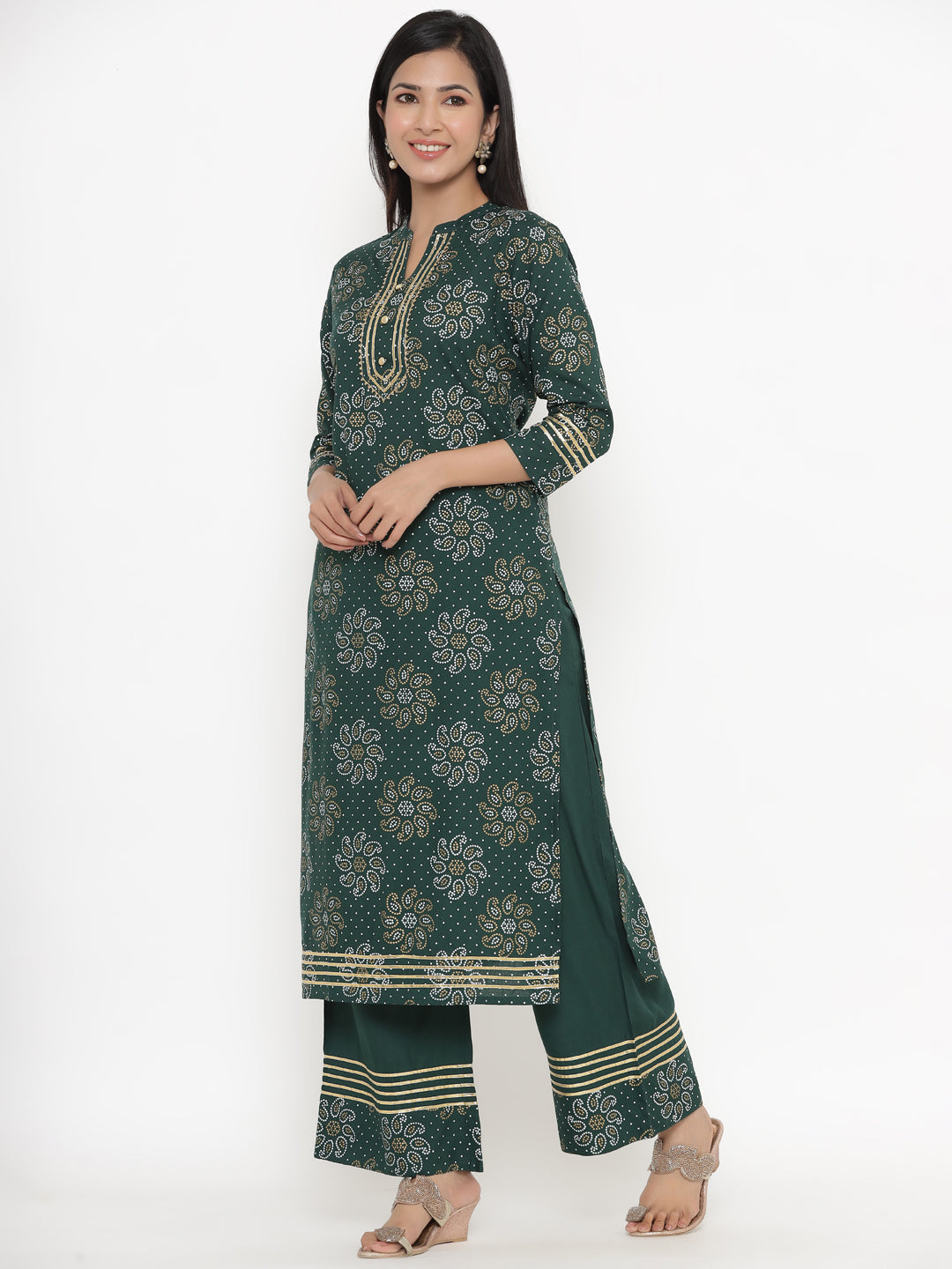 Rayon Printed Regular Kurta Palazzo Set