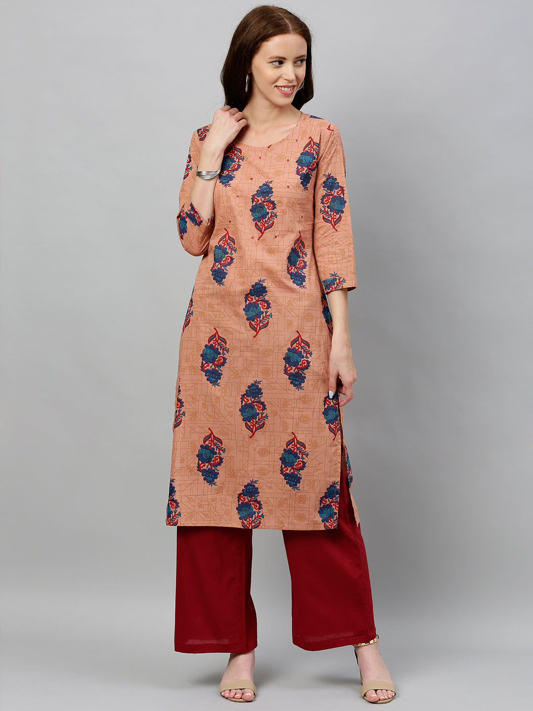Cotton Printed Straight Kurta Palazzo Set