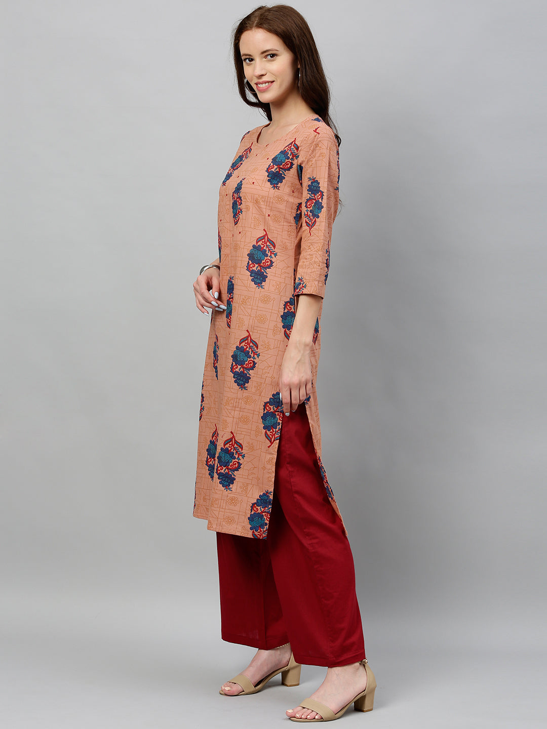 Cotton Printed Straight Kurta Palazzo Set