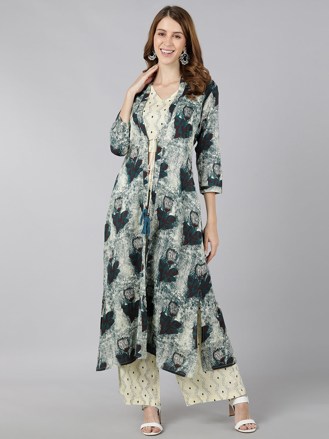 Rayon Geometric Regular Indo-Western (Yellow)