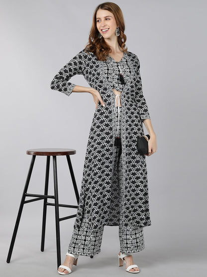 Rayon Printed Regular Indo-Western (Black & White)