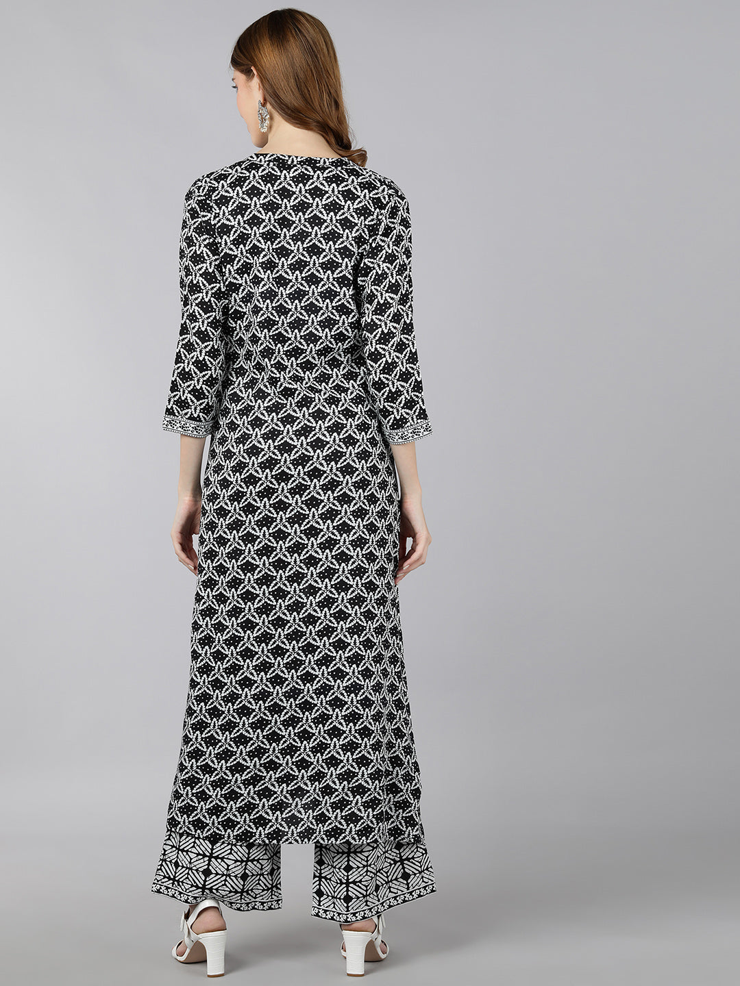 Rayon Printed Regular Indo-Western (Black & White)