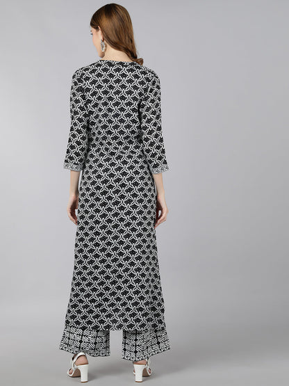 Rayon Printed Regular Indo-Western (Black & White)