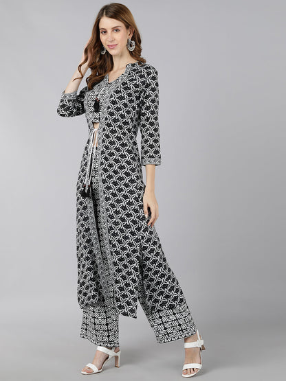 Rayon Printed Regular Indo-Western (Black & White)