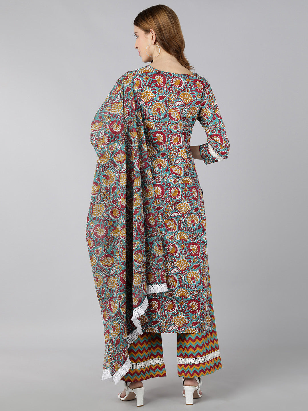 Rayon Printed Straight Ethnic Set (Multicolour)