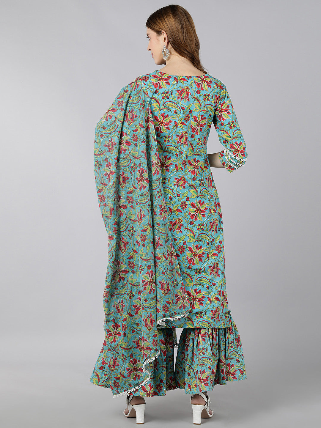 Cotton Printed Straight Ethnic Set (Multicolour)