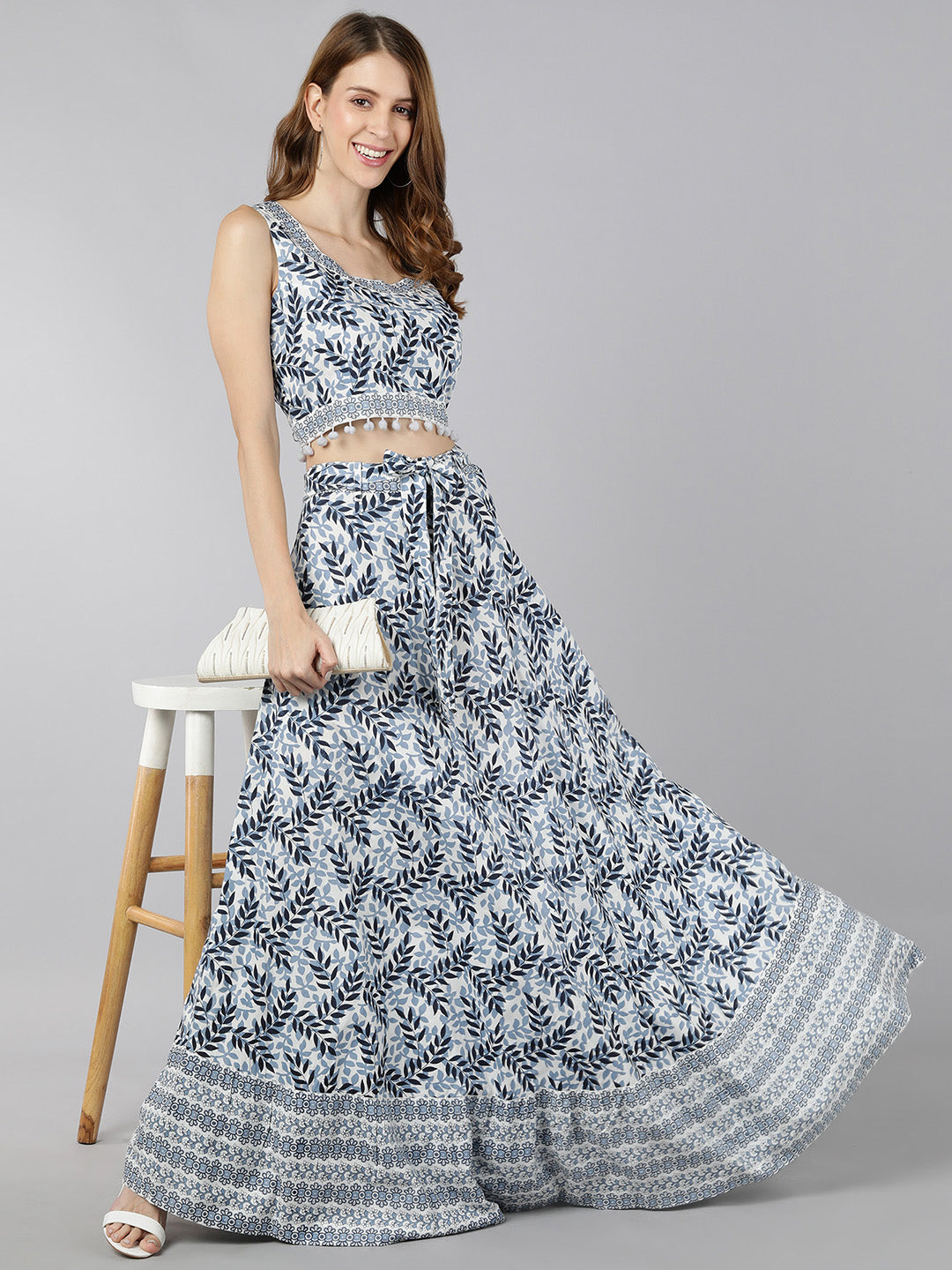 Cotton Printed Flared Ethnic Set (Multicolour)