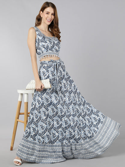 Cotton Printed Flared Ethnic Set (Multicolour)