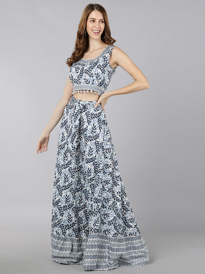 Cotton Printed Flared Ethnic Set (Multicolour)