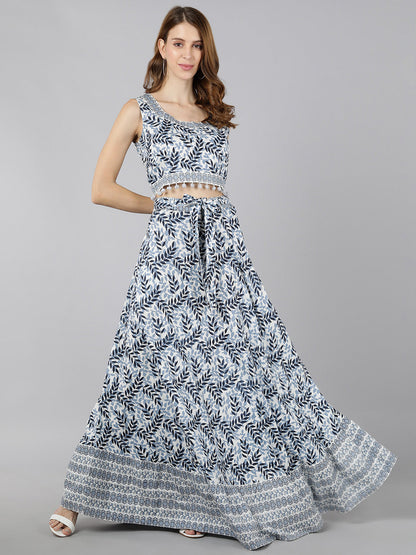 Cotton Printed Flared Ethnic Set (Multicolour)